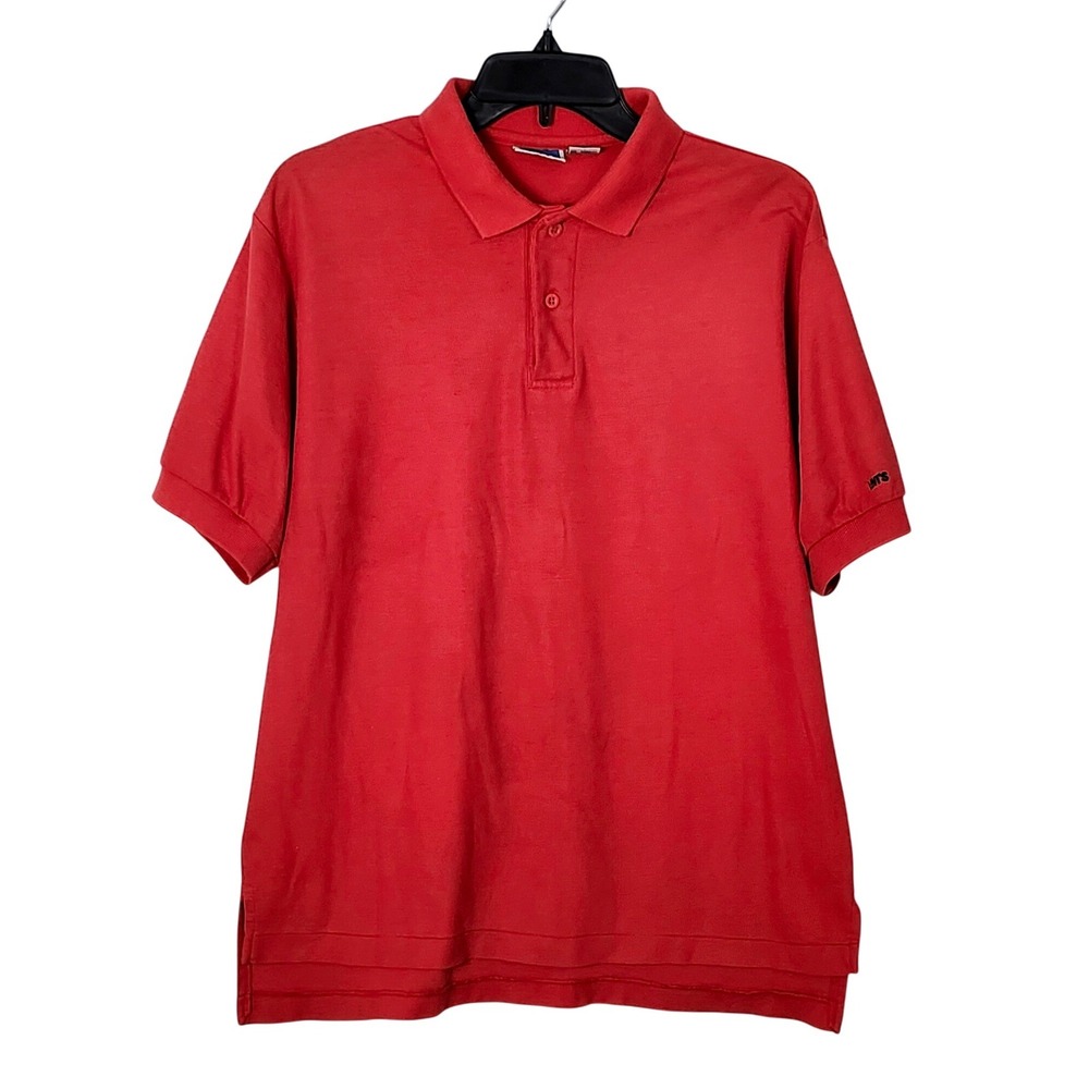 Vintage Levi's Single Stitch Polo Mens Large Red Short Sleeve Lightweight Knit